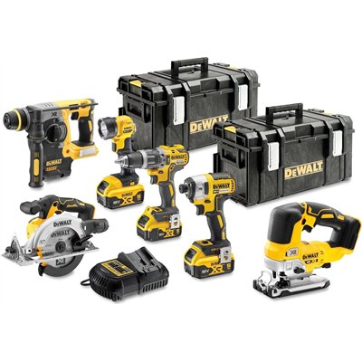 Dewalt DCK690P3T Σετ Δισκοπρίονο, Δραπανοκατσάβιδο, Παλμικό Κατσαβίδι, Πιστολέτο, Σέγα & Φακός Brushless 18V με 3 Μπαταρίες 5Ah 