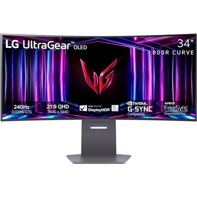 LG 34GS95QE UltraGear Ultrawide OLED HDR Curved Gaming Monitor 34" QHD 3440x1440 240Hz με Χρόνο Απόκρισης 0.03ms GTG