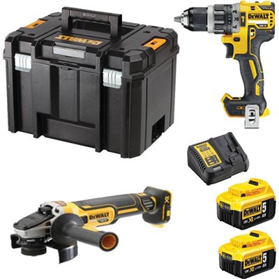 Dewalt DCK2080P2T Σετ Γωνιακός Τροχός & Κρουστικό Δραπανοκατσάβιδο Brushless 18V με 2 Μπαταρίες 5Ah και Θήκη