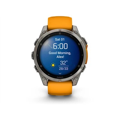 Garmin Fenix 8 Titanium 47mm Αδιάβροχο Smartwatch με Παλμογράφο (Sapphire, Titanium With Spark Orange/Graphite Silicone Band)