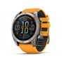 Garmin Fenix 8 Titanium 51mm Αδιάβροχο Smartwatch με Παλμογράφο (Sapphire, Titanium With Spark Orange/Graphite Silicone Band)