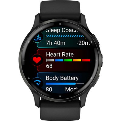 Garmin Venu 3 Stainless Steel 45mm Αδιάβροχο Smartwatch με Παλμογράφο (Slate Bezel With Black Silicone Band)