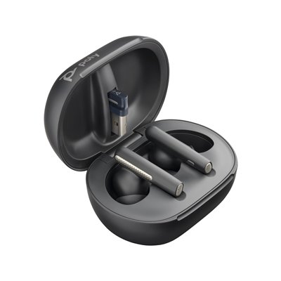 Poly Voyager Free 60+ UC M + BT700 USB-C Adapter + Touchscreen Charge Case In-ear Bluetooth Handsfree Ακουστικά με Θήκη Φόρτισης