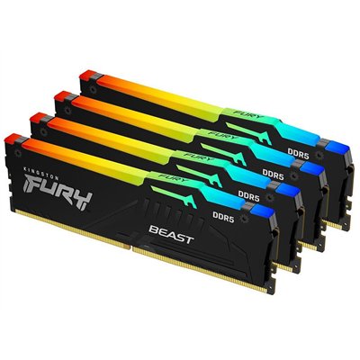 Kingston Fury Beast RGB DDR5 64GB RAM με 4x16GB Modules και Ταχύτητα 6000 για Desktop KF560C40BBAK4-64