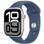 Apple Watch Series 10 Aluminium 46mm Αδιάβροχο με Παλμογράφο (Silver με Denim Sport Band (S/M))