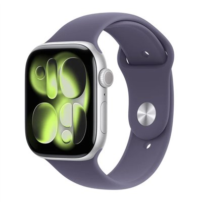 Apple Watch Series 11 Aluminium 46mm Αδιάβροχο με Παλμογράφο (Silver Aluminium Case with Purple Fog Sport Band - S/M)