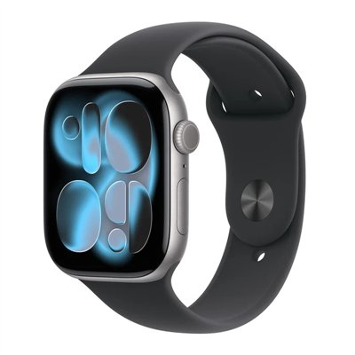 Apple Watch Series 11 Aluminium 46mm Αδιάβροχο με Παλμογράφο (Grey Aluminium Case with Black Sport Band - S/M)