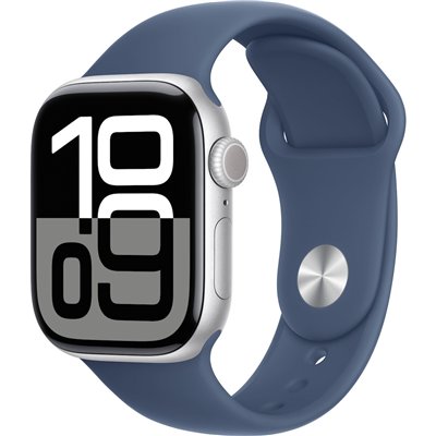 Apple Watch Series 10 Cellular Aluminium 42mm Αδιάβροχο με eSIM και Παλμογράφο (Silver Aluminium Denim Sport Band S/M)