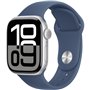 Apple Watch Series 10 Cellular Aluminium 42mm Αδιάβροχο με eSIM και Παλμογράφο (Silver Aluminium Denim Sport Band S/M)