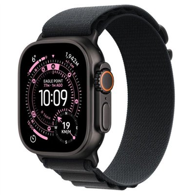 Apple Watch Ultra 3 Titanium 49mm Αδιάβροχο με eSIM και Παλμογράφο (Black Titanium Case with Black Alpine Loop - Medium)