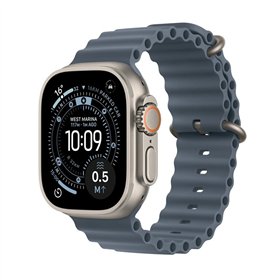 Apple Watch Ultra 3 Titanium 49mm Αδιάβροχο με eSIM και Παλμογράφο (Natural Titanium Case with Anchor Blue Ocean Band)