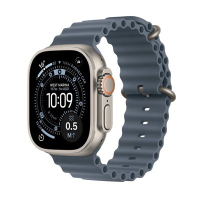 Apple Watch Ultra 3 Titanium 49mm Αδιάβροχο με eSIM και Παλμογράφο (Natural Titanium Case with Anchor Blue Ocean Band)