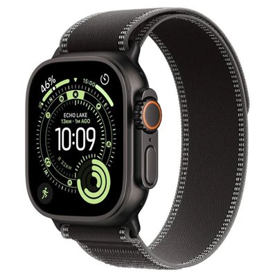 Apple Watch Ultra 3 Titanium 49mm Αδιάβροχο με eSIM και Παλμογράφο (Black Titanium Case with Black/Charcoal Trail Loop - S/M)