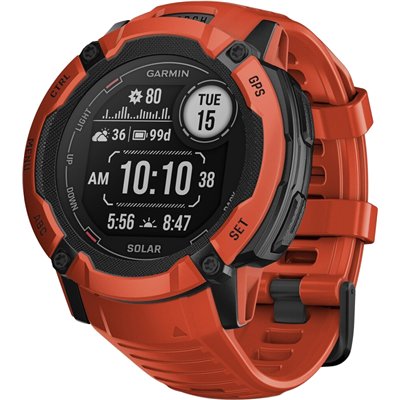Garmin Instinct 2X Solar 50mm Αδιάβροχο Smartwatch με Παλμογράφο (Flame Red)