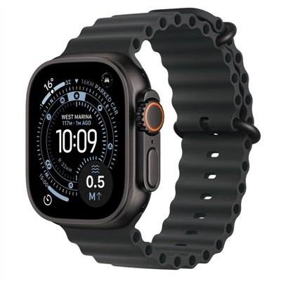 Apple Watch Ultra 3 Titanium 49mm Αδιάβροχο με eSIM και Παλμογράφο (Black Titanium Case with Black Ocean Band)