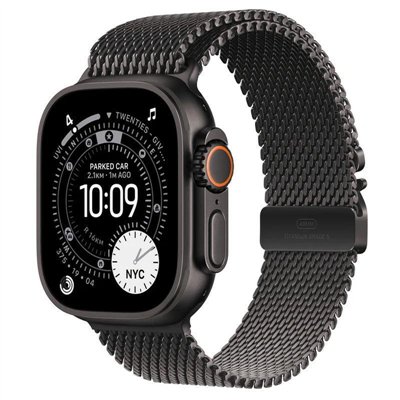 Apple Watch Ultra 3 Titanium 49mm Αδιάβροχο με eSIM και Παλμογράφο (Black Titanium Case with Black Titanium Milanese Loop - Medi