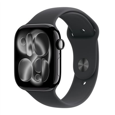 Apple Watch Series 11 Aluminium 46mm Αδιάβροχο με Παλμογράφο (Jet Black Aluminium Case with Black Sport Band - M/L)