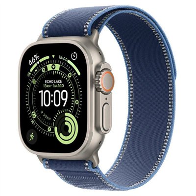 Apple Watch Ultra 3 Titanium 49mm Αδιάβροχο με eSIM και Παλμογράφο (Natural Titanium Case with Blue/Bright Blue Trail Loop - S/M