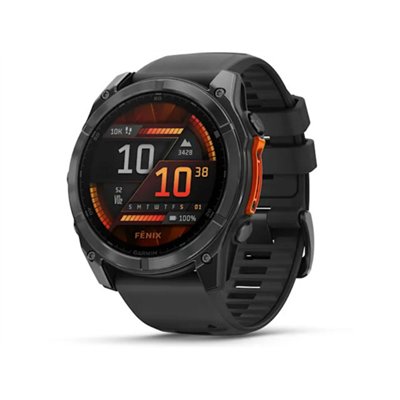 Garmin Fenix 8 Stainless Steel 51mm Αδιάβροχο Smartwatch με Παλμογράφο (Slate Grey With Black Silicone Band)