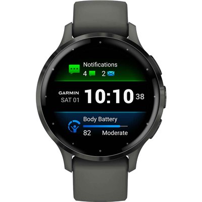 Garmin Venu 3S Stainless Steel 41mm Αδιάβροχο Smartwatch με Παλμογράφο (Slate Stainless Steel Bezel with Pebble Gray Case and Si