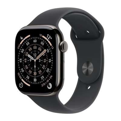 Apple Watch Series 11 Cellular Titanium 42mm Αδιάβροχο με eSIM και Παλμογράφο (Slate Titanium Case with Black Sport Band - S/M)
