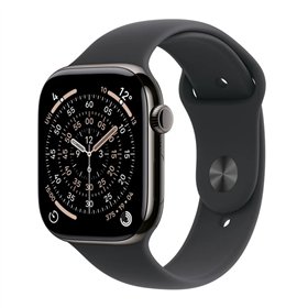 Apple Watch Series 11 Cellular Titanium 42mm Αδιάβροχο με eSIM και Παλμογράφο (Slate Titanium Case with Black Sport Band - M/L)