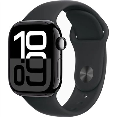 Apple Watch Series 10 Cellular Aluminium 42mm Αδιάβροχο με eSIM και Παλμογράφο (Jet Black Aluminium Case with Sport Band S/M)