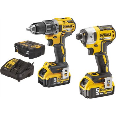 Dewalt DCK268P2T Σετ Δραπανοκατσάβιδο & Μπουλονόκλειδο 18V με 2 Μπαταρίες 5Ah και Θήκη