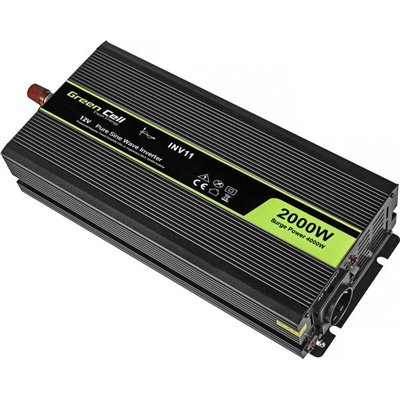 Green Cell INV11 Inverter Αυτοκινήτου Καθαρού Ημιτόνου 4000W για Μετατροπή 12V DC σε 230V AC με 1xUSB INV11