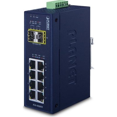Planet IGS-1020TF Unmanaged L2 PoE+ Switch με 8 Θύρες Gigabit (1Gbps) Ethernet και 2 SFP Θύρες