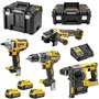 Dewalt DCK422P3T Σετ Γωνιακός Τροχός, Κρουστικό Δραπανοκατσάβιδο, Μπουλονόκλειδο & Πιστολέτο 18V με 3 Μπαταρίες 5Ah και Θήκη