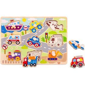 Ξύλινο Παιδικό Puzzle Σφηνώματα Vehicles 9pcs Tooky ToysΚωδικός: TY860 
