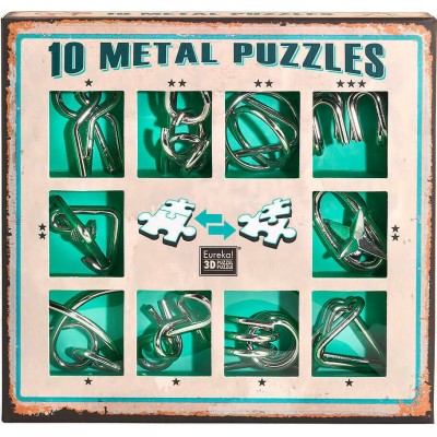 Eureka 10 Metal Puzzles Green Set