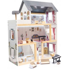Κουκλόσπιτο Ξύλινο με Αξεσουάρ και LED 78cm