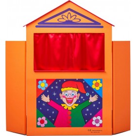Ξύλινο Παιδικό Κουκλοθέατρο Αρλεκίνος Πορτοκαλί