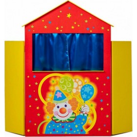 Ξύλινο Κουκλοθέατρο Ο Κλόουν Με Μπαλόνια