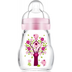 Mam Γυάλινο Μπιμπερό Feel Good με Θηλή Σιλικόνης 170ml για 0+ μηνών Ροζ