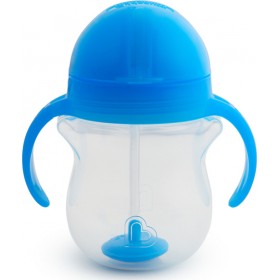 Munchkin Παιδικό Ποτηράκι με Λαβές και Καλαμάκι "Click Lock" από Πλαστικό Μπλε 207ml για 6m+