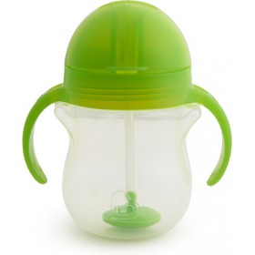Munchkin Παιδικό Ποτηράκι με Λαβές και Καλαμάκι "Click Lock" από Πλαστικό Πράσινο 207ml για 6m+