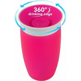 Munchkin Παιδικό Ποτηράκι "Miracle 360°" από Πλαστικό Ροζ 414ml για 12m+