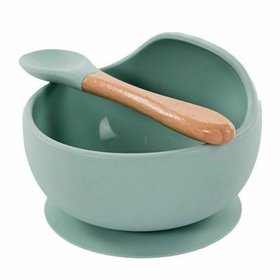 Bo Jungle Σετ Φαγητού "B-Suction" από Σιλικόνη με Αντιολισθητική Βάση Πράσινο 2τμχ