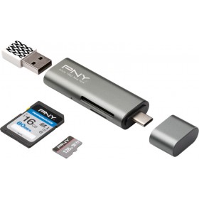 PNY Card Reader Type-C για SD/microSD ΑσημίΚωδικός: R-TC-UA-3N1E01-RB  PNY Card Reader Type-C για SD/microSD ΑσημίΚωδικός: R-TC-UA-3N1E01-RB