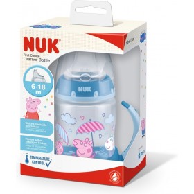 Nuk Εκπαιδευτικό Μπιμπερό με Λαβές First Choice 6m+ Peppa Pig Μπλε 150ml