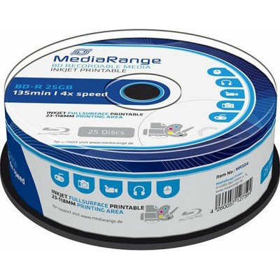 MediaRange Εγγράψιμα BD-R Printable 25GB 25τμχΚωδικός: MR504 