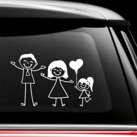 Σήμα Baby on Board Με Αυτοκόλλητο "Happy Family On Board "