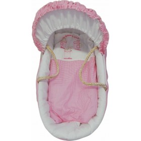 Ψάθινη Καλαθούνα Ροζ Καρώ