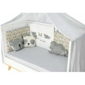 "Bebe Stars Διακοσμητικά Μαξιλάρια Κούνιας ""Panda"" Γκρι 3τμχ" Bebe Stars Διακοσμητικά Μαξιλάρια Κούνιας "Panda" Γκρι 3τμχ