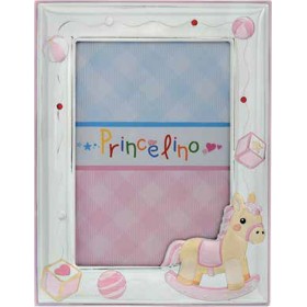 Prince Silvero Κορνίζα Ασημένια Αλογάκι MA/140-BR Ροζ 13x18cm