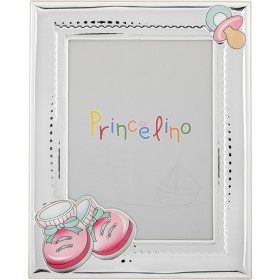 Prince Silvero Κορνίζα Ασημένια Παπουτσάκια MA/272D-R Ροζ 9x13cm