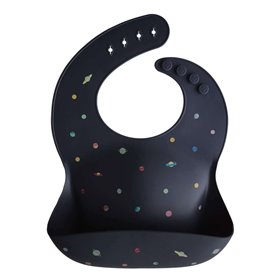 Mushie Αδιάβροχη Σαλιάρα Σιλικόνης με Κουμπί "Planets" με Τσέπη